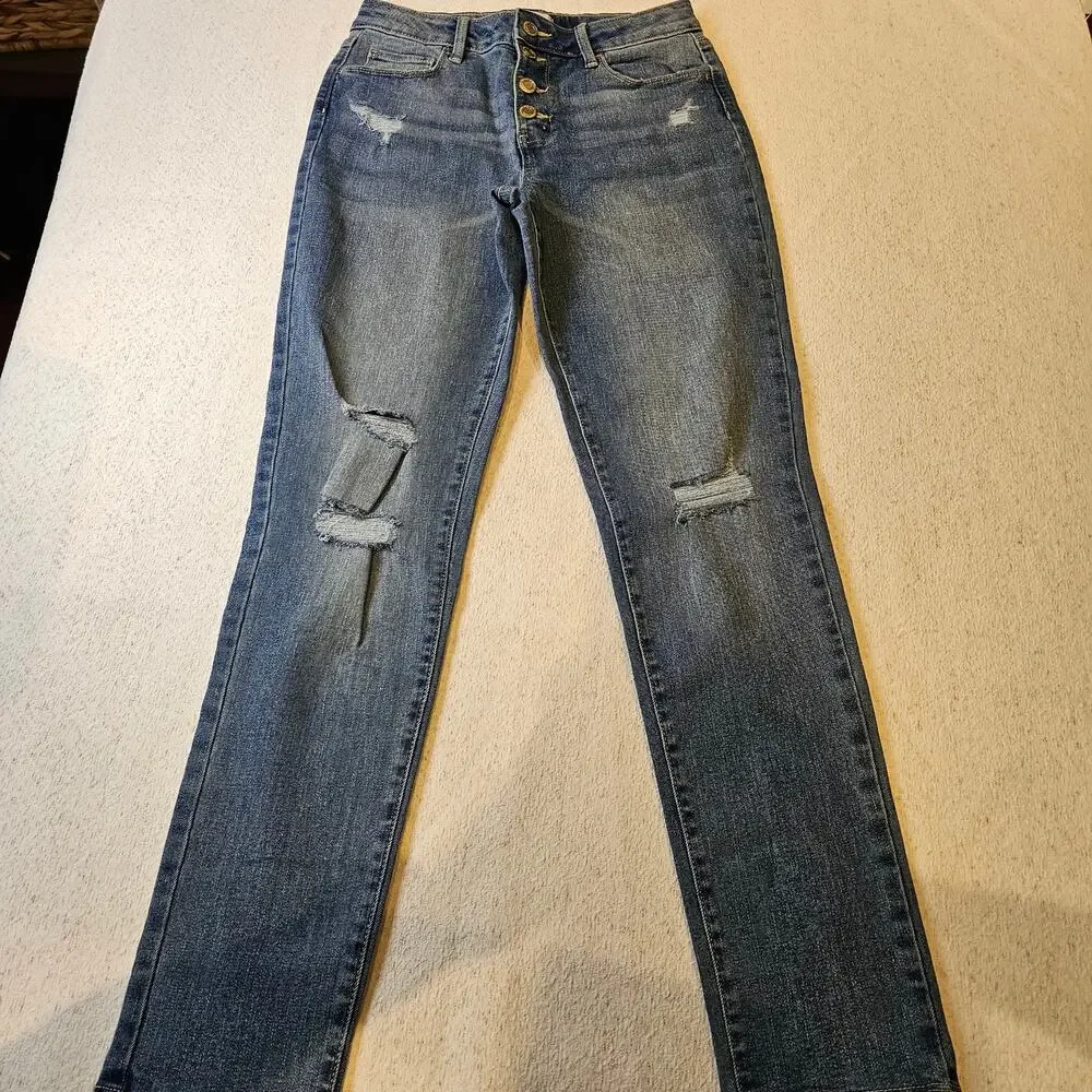 SO Size 14 Y2K Grunge Coquette Indie Skater  Button Fly Straight Leg Jeans NWOT